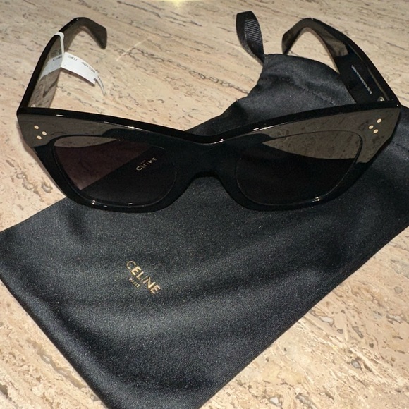 Celine Glossy Black Square Sunglasses - Picture 1 of 6